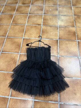 MARBLE Black Layered Tulle Skirt for Kids - Ruffled Tiered Design
